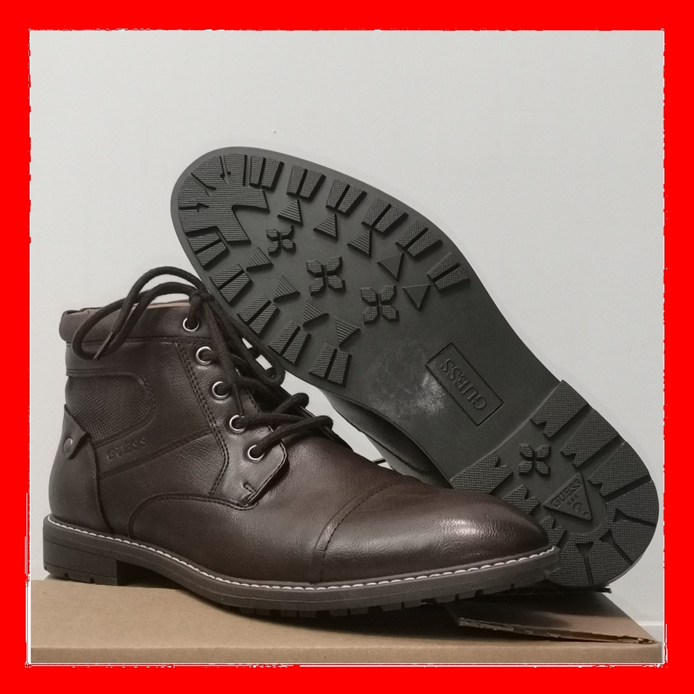 Brand New Guess Brown Leather Shoes - US Size 10.5 - Handmade Boots